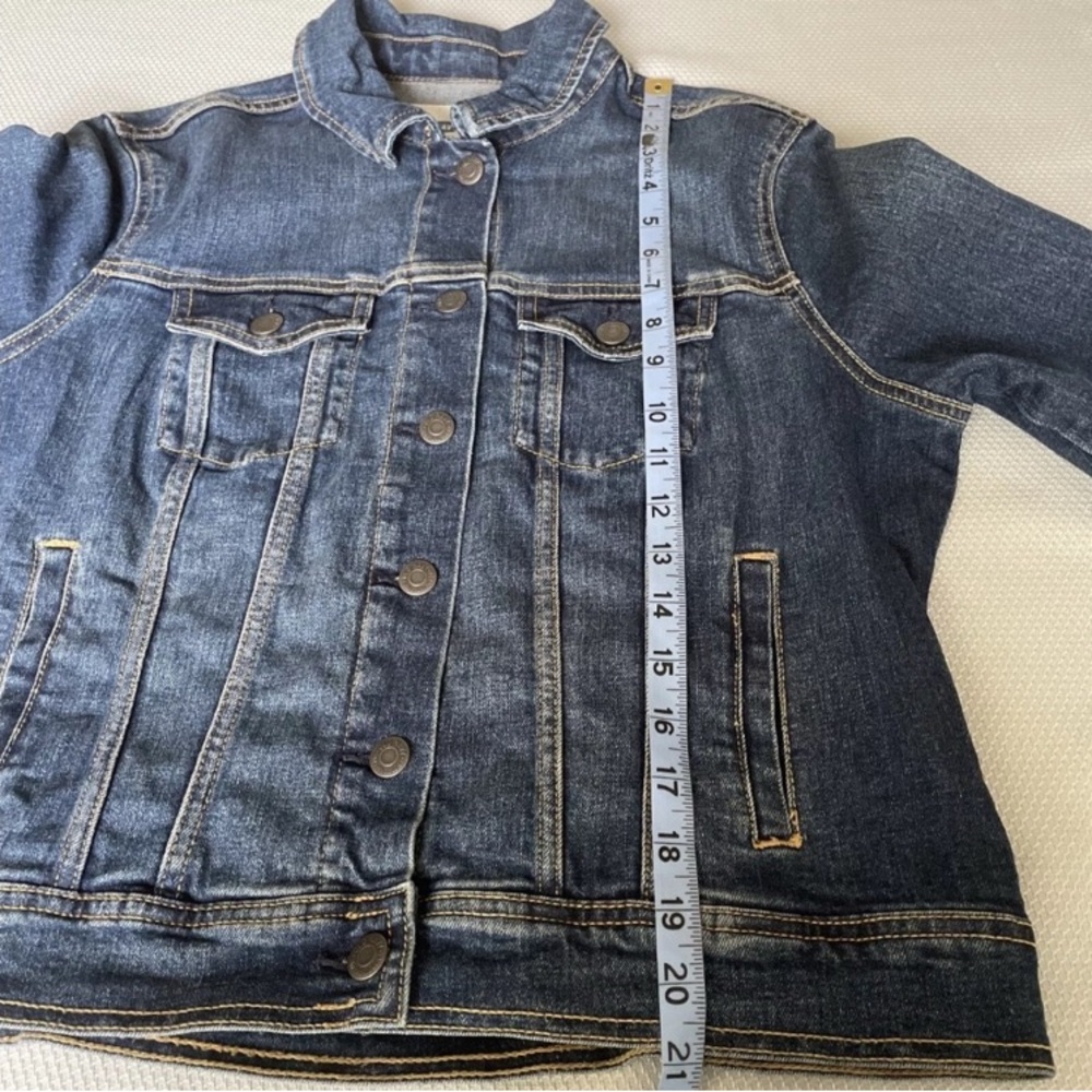 New Hand Painted Denim Blue Jean Jacket Beach Scene Size Large Petite - Picture 5 of 8